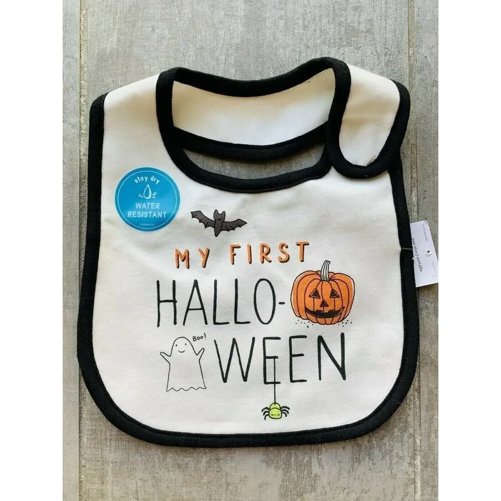 Baby Girl Boy MY Halloween Water Resistant Bib Drool Burb Cloth NEW Washable